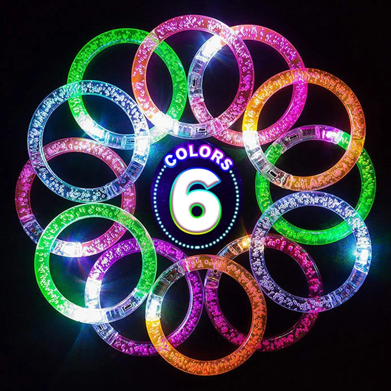 10PCS Glow Sticks Bracelets Flash Colorful LED Party Luminous Bracelet for  Halloween Christmas Wedding Birthday Party Supplies