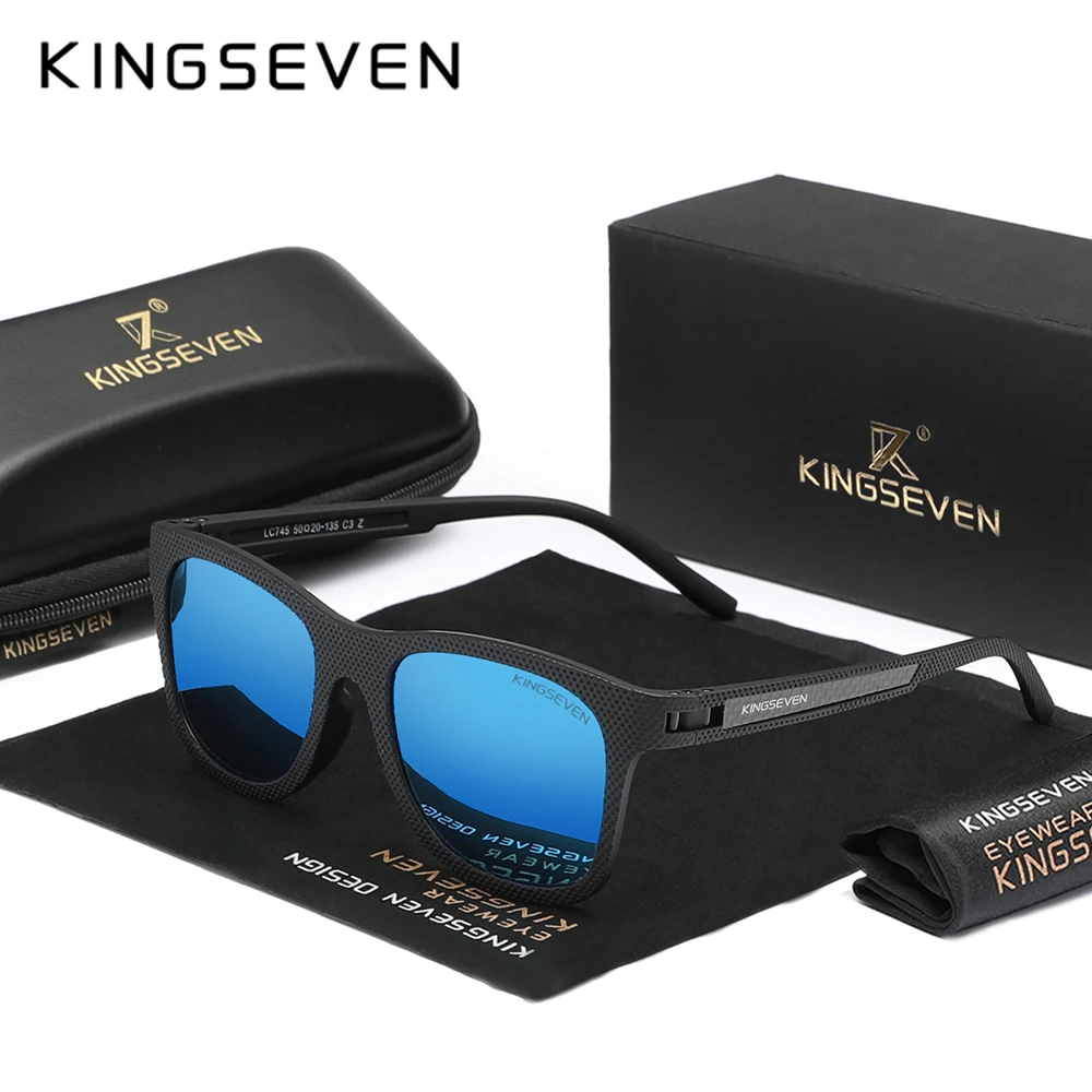 KINGSEVEN Brandneue modische Sonnenbrille für Herren und Damen, polarisierte Anti-UV400-Brille, für den Außenbereich, rund, zum Fahren, optische Brille