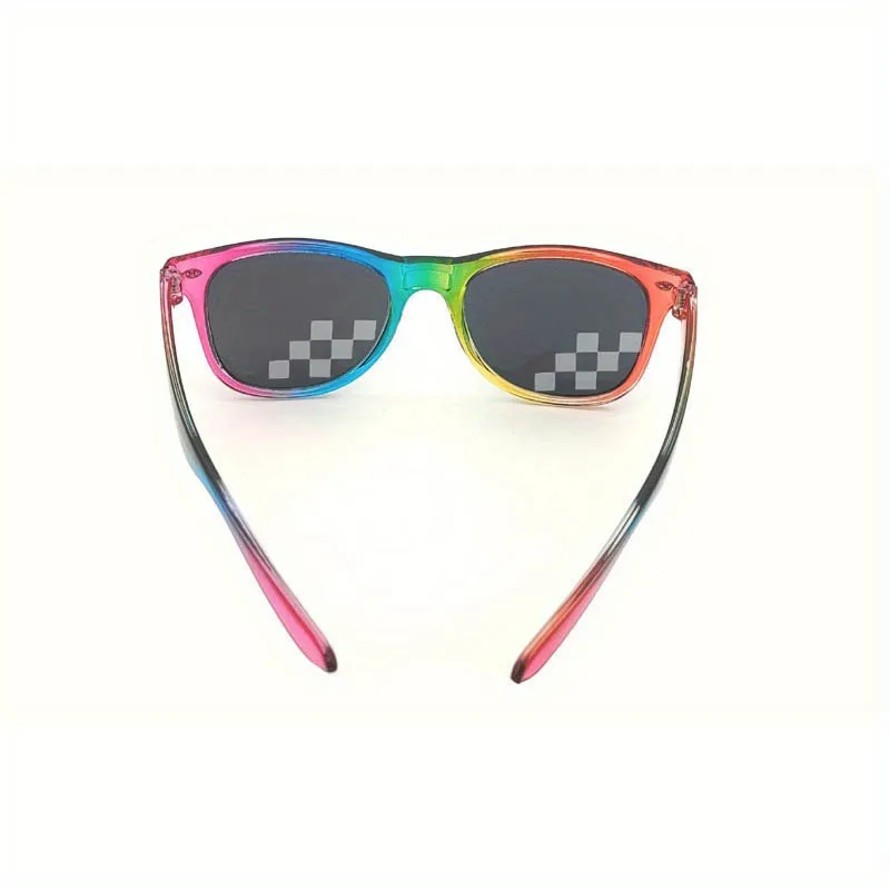Mosaic Rainbow Fashion Glasses Shade Camera Decorative Glasses for Men And Women Sports Party Vacation Travel Driving Photo Prop