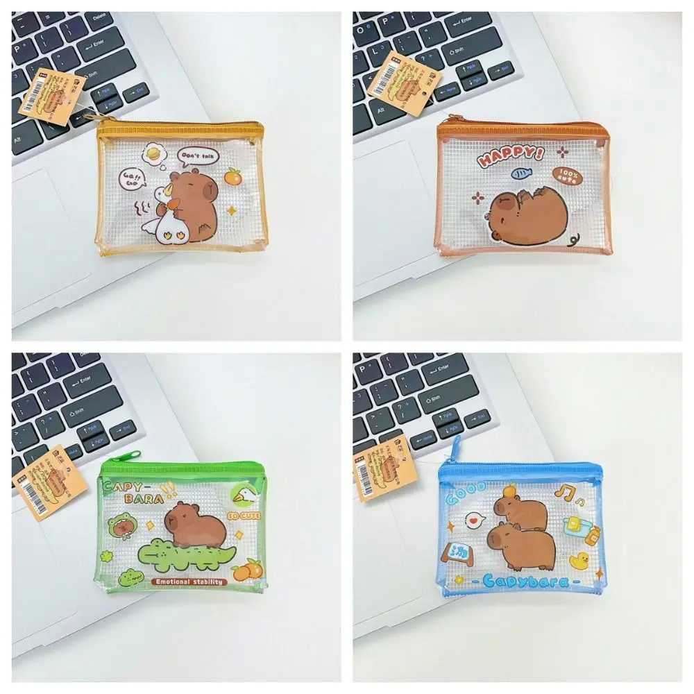 Zipper Capybara Coin Purse Wallet Cartoon Transparent Capybara Purse Bag Money Bag PVC Capibara Credit Card Holder Children coin purse,coin wallet,change bag