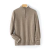 Men's Winter Cashmere Sweater Medium Thick Half High Collar Half Zipper Classic Loose Sweater 100% Cashmere Knitted Top 4