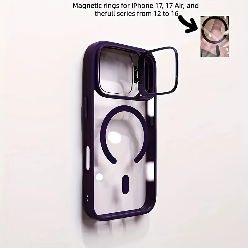 Premium Magnetic Shockproof Phone Case with Stand and Glass Lens Protection Cover