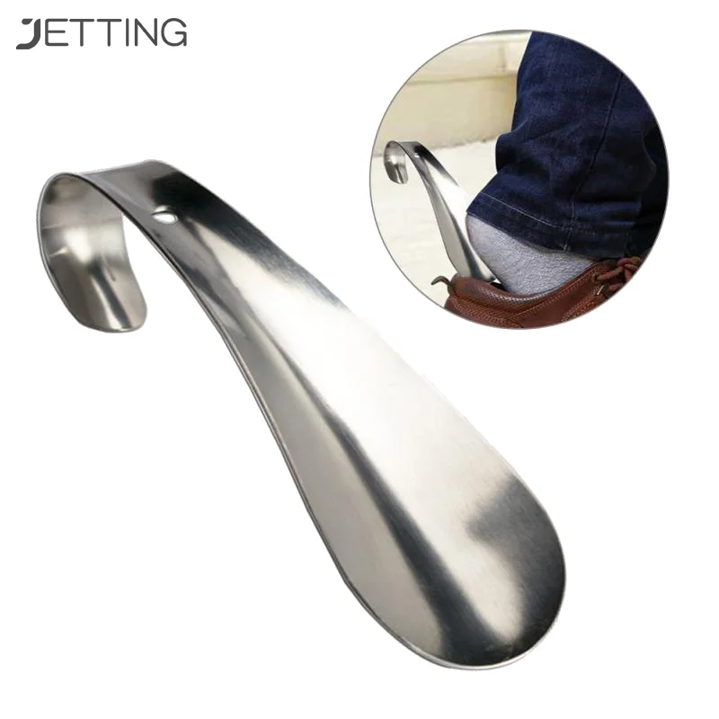 

1PC Portable Shoes Lifter Lazy Helper Stainless Steel Shoe Horn With Curved Hook Design Durable Long Handle Shoehorn