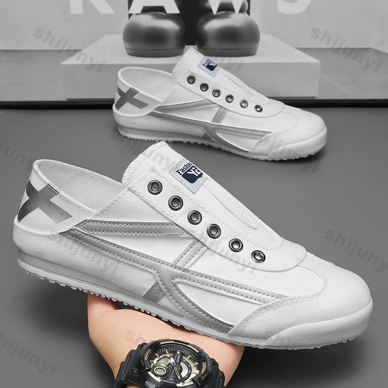 Summer Men's Canvas Shoes Breathable Comfortable Non Slip Casual Shoes Fashion Lightweight Outdoor Walking Flats Shoes 1