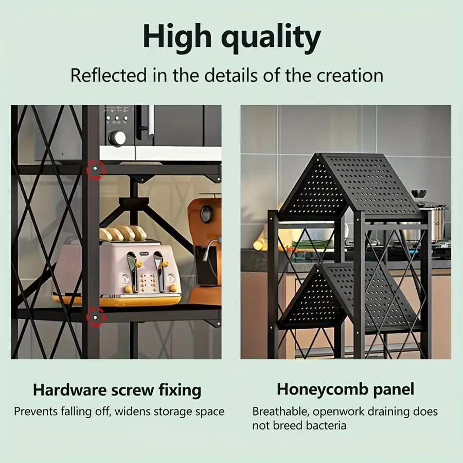 Storage Rack 3/4/5-Tier Heavy-Duty Iron Storage Shelf with Rolling Shelves Foldable & Portable