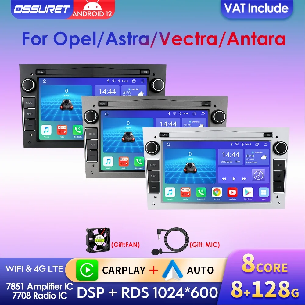 Per Opel Astra H J Vectra Vauxhall Antara Zafira Corsa C D Vivaro Meriva Veda Carplay Android Auto 2 Din Car Gps Radio Stereo Bt
