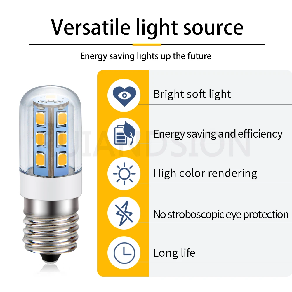 Ruiandsion E17 LED Bulb AC 110V-130V Warm White 2835 13SMD LED Clear Bulb for Refrigerator Freezer Ceiling Home Lighting Lamp 2W