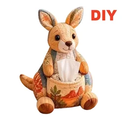 Handmade Patchwork Tissue Box Cover Kit - Craft Hobby Decor Gift Set (Kangaroo DIY)