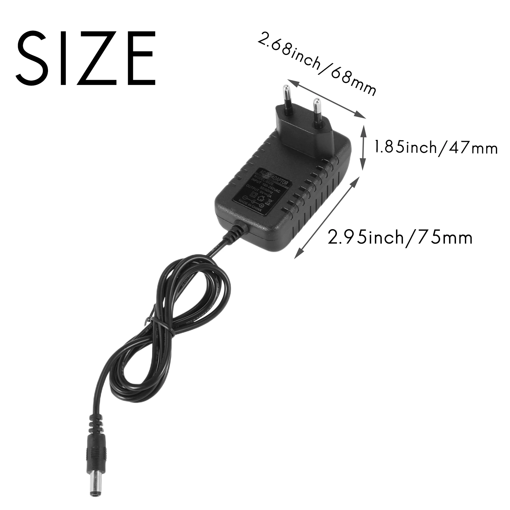 AC 100-240V A DC 9V 2A Adapter Converter Power Supply Charger (EU Plug)