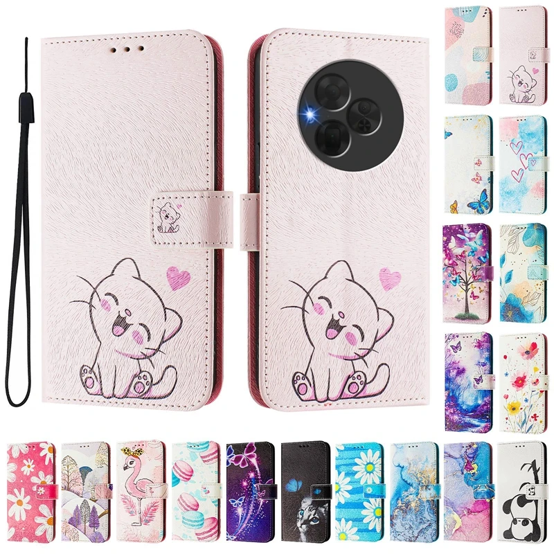 Cartoon Painted Wallet Leather Phone Case for TCL NxtPaper 60 Ultra