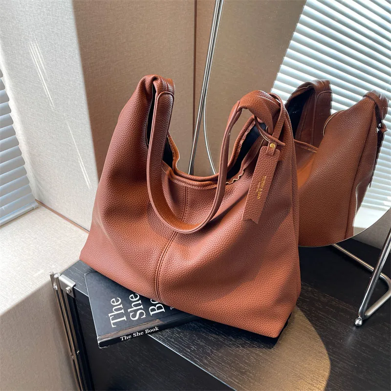 Retro Soft Leather Tote Bag for Women Fashion Underarm Bag Simple Large  High Capacity Shoulder Bag Female Big Handbag and Purses - AliExpress