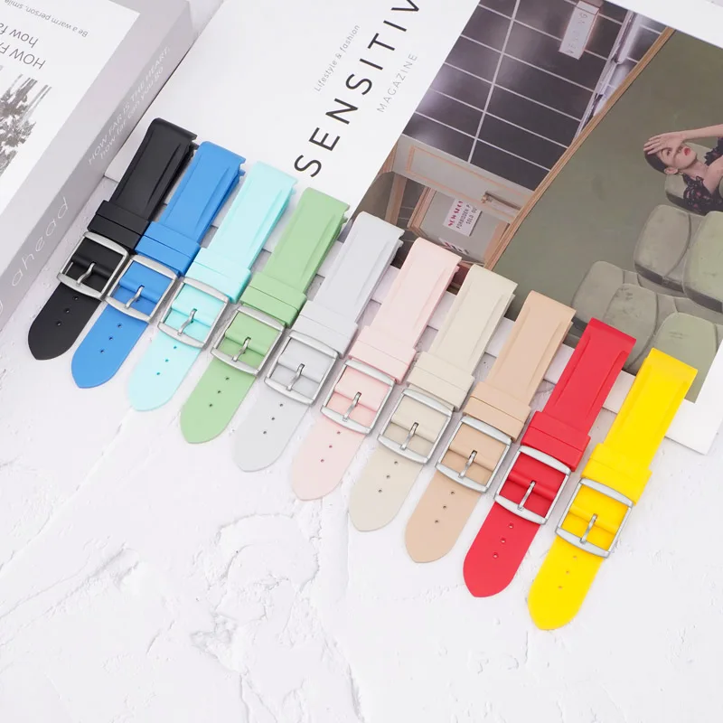 Premium 20mm Curved Rubber Strap - Waterproof Sports Watch Band