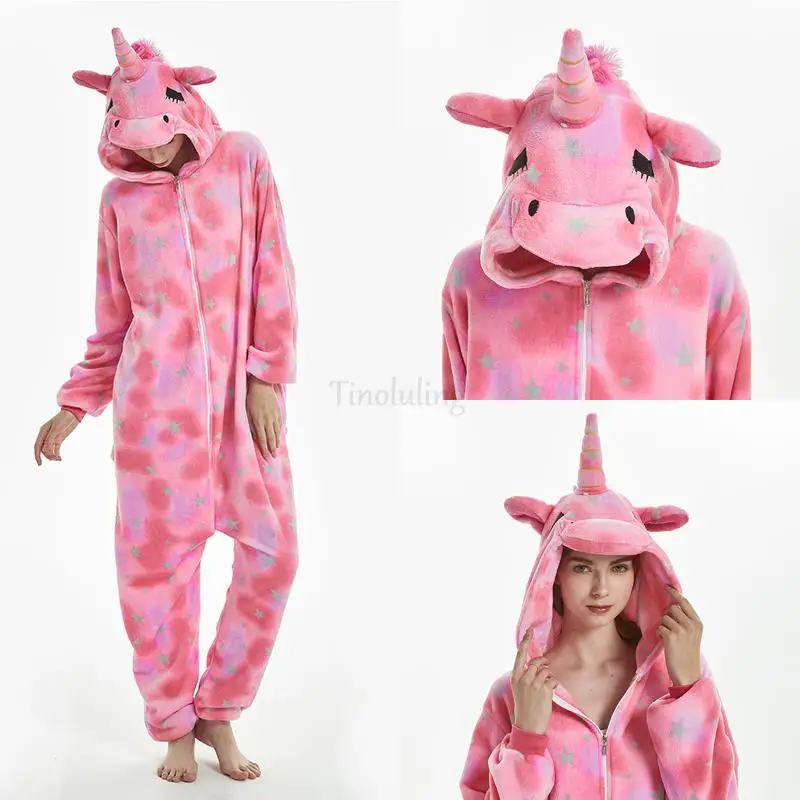 Soft Kigurumi Pajamas Animel Cartoon Cosplay Costume Sleepwear Unisex Women Men Pajama Unicorn Oneises Homewear Adult Jumpsuits