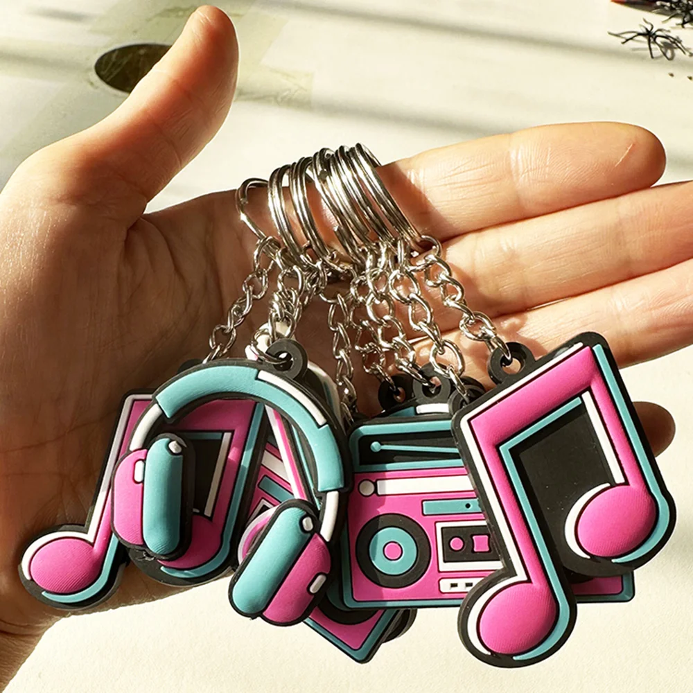 

12Pcs Musical Note Silicone Keychain Favors 80s 90s party decorations Toys Disco Theme Party Kid Children Birthday Gift Supplies