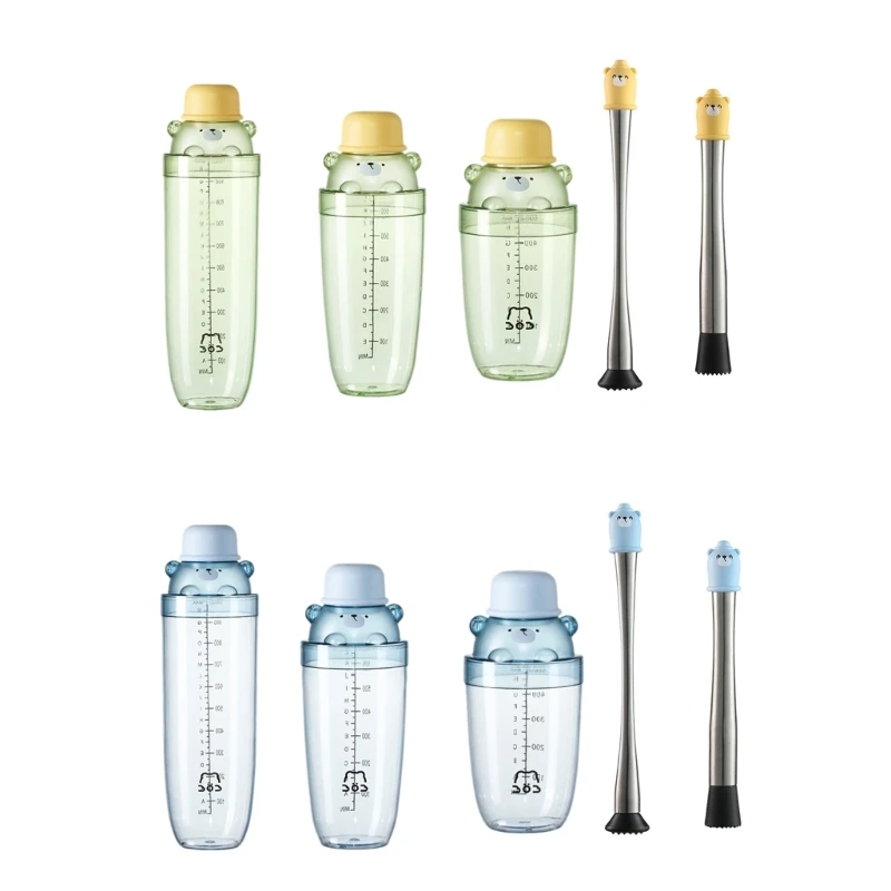 

Q1QC Cocktail Shaker Ice Muddler Stick Plastic Shake Cup Wine Drink Shake Bottle
