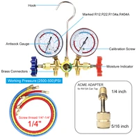 Manomètre de climatisation avec tuyau et crochet, ensemble de manomètres de collecteur de Diagnostic AC à 3 voies pour Freon pour R12 R22 R404A R134a, nouveau 3