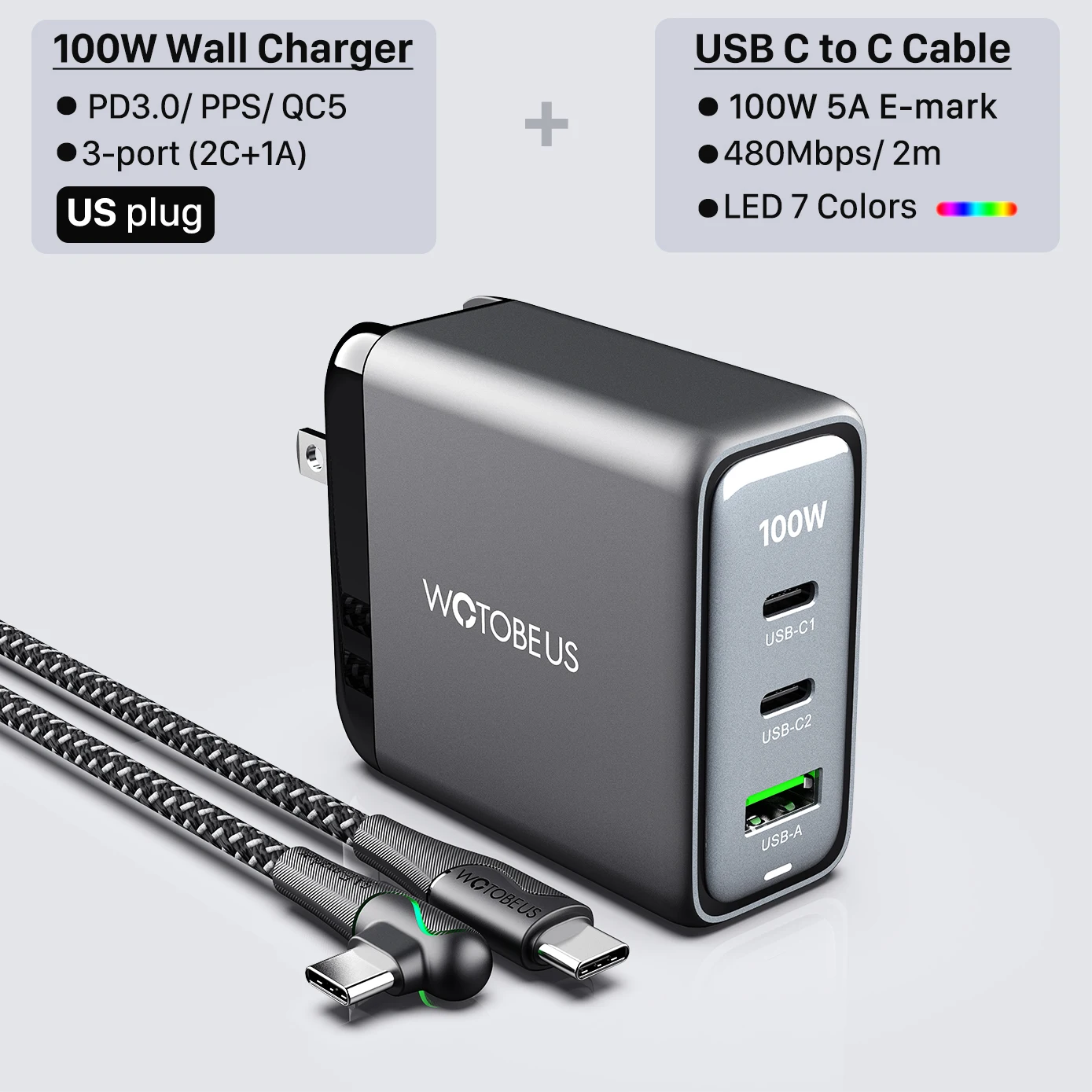 ตัวเลือกสินค้า ชาร์จไฟ USB-C กำลังสูง 100W สำหรับทุกอุปกรณ์
