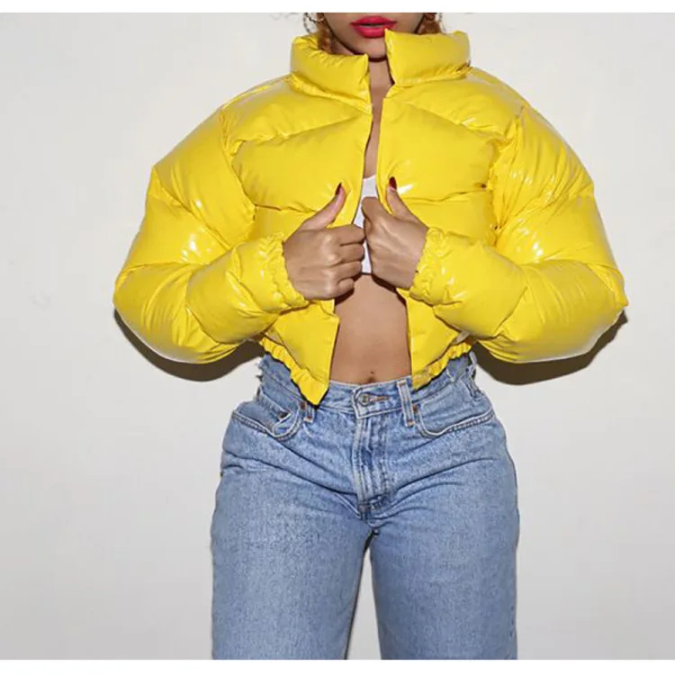 Warm Thick Bomber Coat Winter Jacket Women Festival Warm Parka Down Bubble Coat Top Christmas Stripe Crop Outwear Puffer Jacket