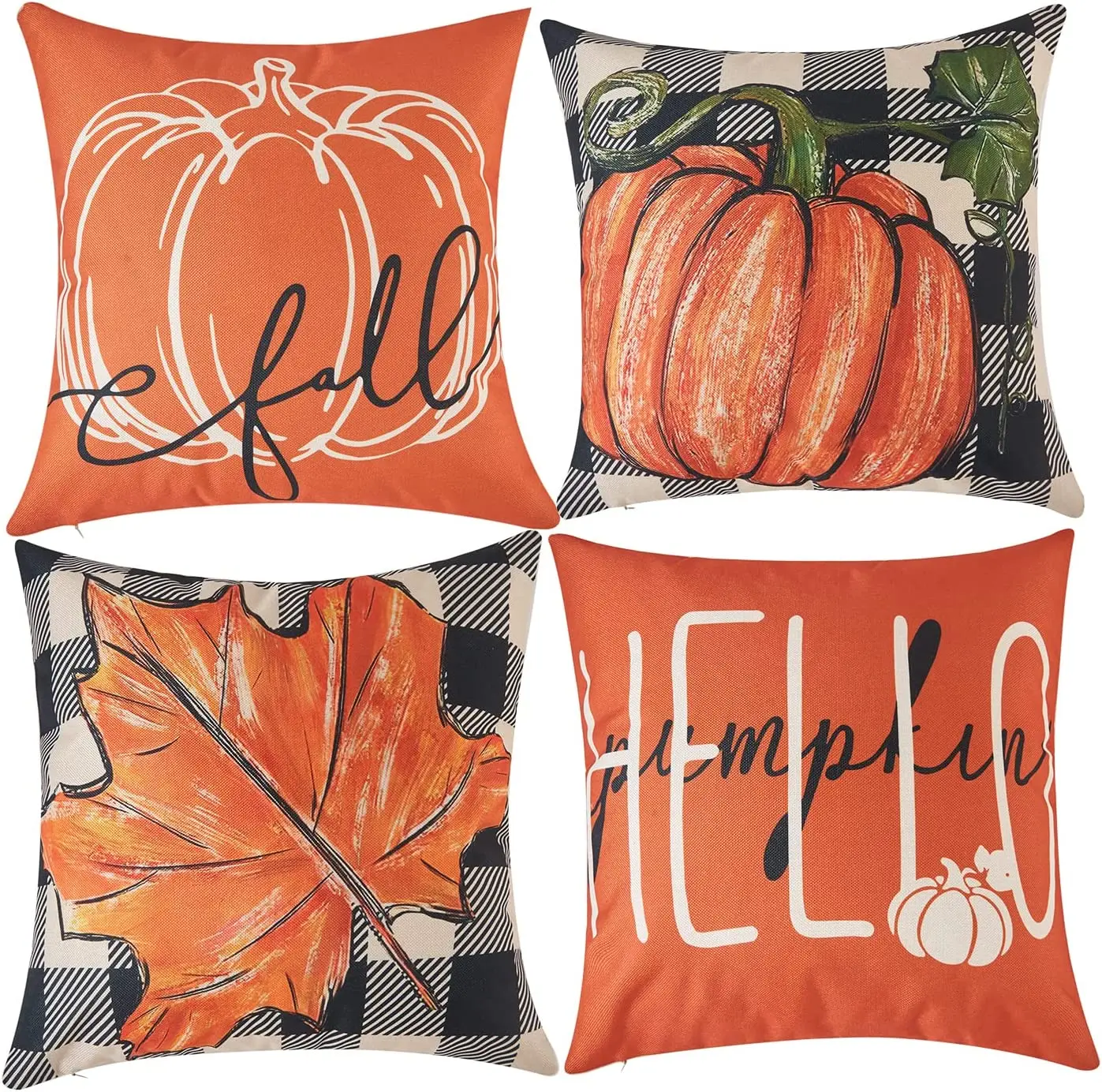 

Fall Decor Pillow Covers 18x18 Set of 4 - Fall Pillow Covers - Autumn Pumpkin Farmhouse Throw Pillows Cushion Decoration