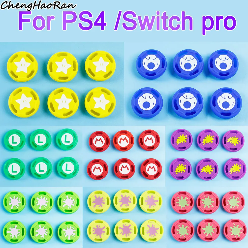 6/10 Pcs Cartoon Silicone Thumb Stick Handle Cover Simulato Game Stick Ns Joy Con Game Handle Cover Adatto Per Switch Pro/Ps4