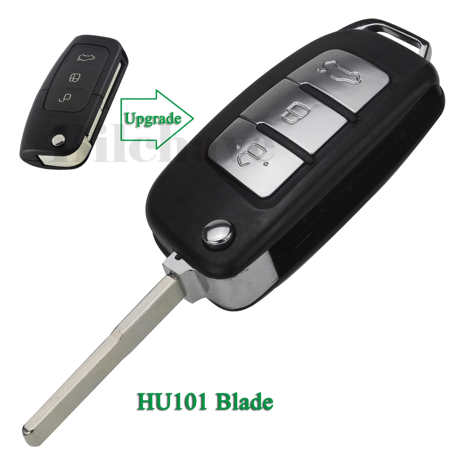 

Jingyuqin 10 шт. модифицированный для Ford Focus Fiesta 2013 C Max Ka для 3-кнопочного складного корпуса автомобильного ключа с лезвием HU101