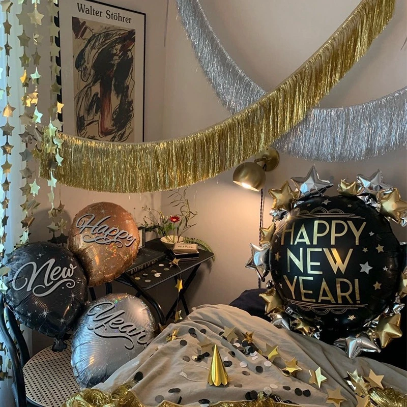 1,5 m wunderschönes Premium-Banner mit Fransen und Quasten, kreative Party-Foliengirlanden, Weihnachten, Hochzeit, Geburtstag, Party, Wand, Deckendekoration – Detail 3