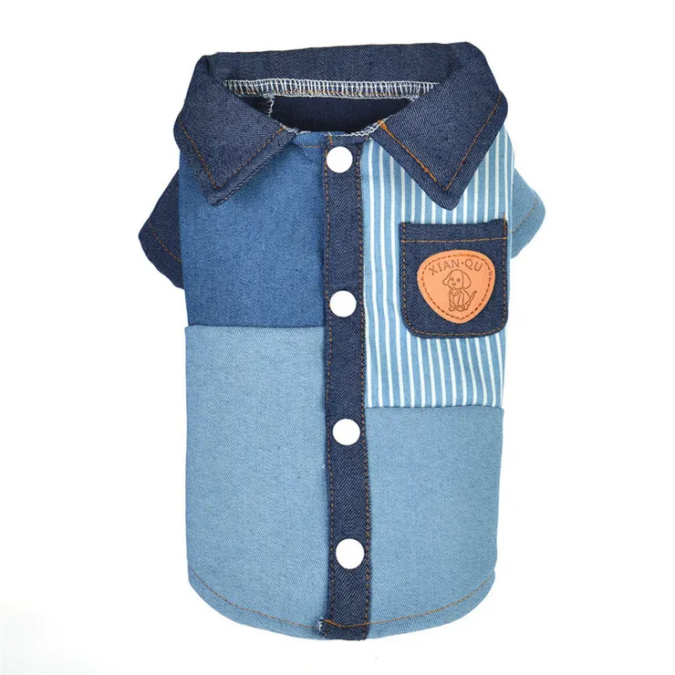 Design Speciale Cool Blue Small Medium Dogs Cats Jeans Jacket Pet Shirts Clothes
