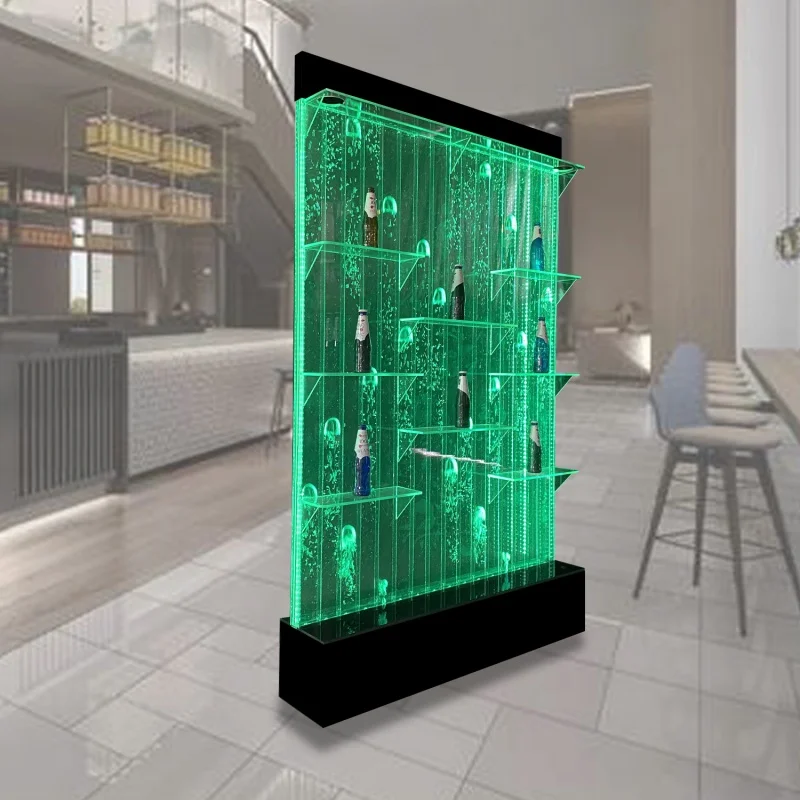 맞춤형 실내 디지털 제어 물 기능 LED 버블 패널 와인 캐비닛