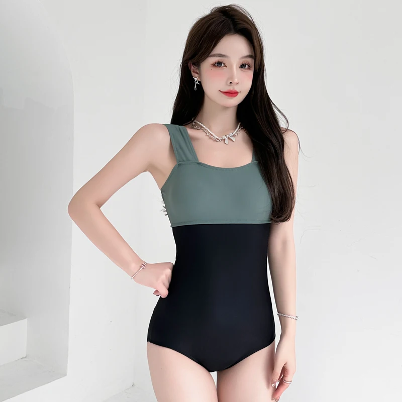 

One Piece Swimsuit for Women Tie Color Block Women's Sleeves Rash Guard Printed Surfing Sweetness Swimsuit Swimwear Bathing Suit