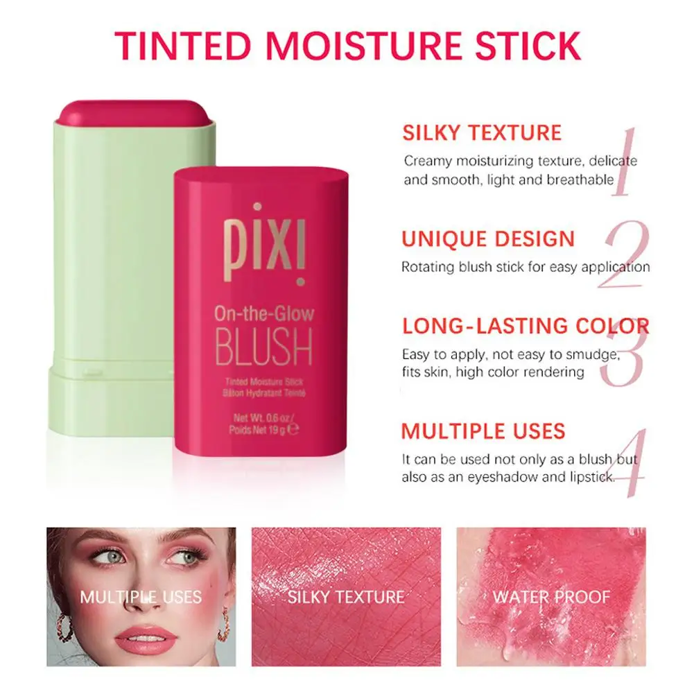 Blush Stick 3 In 1 Easy Color Rouge Blusher Cream Cheek Eye Lip Tinted Waterproof Mositure Face Contouring Shadow Blusher