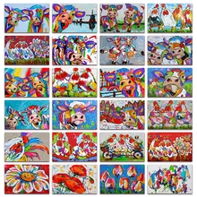 

New DIY Diamond embroidery Animals cartoon color cow 5D Full Diamond painting mosaic Chicken flower cross stitch Home decor E114