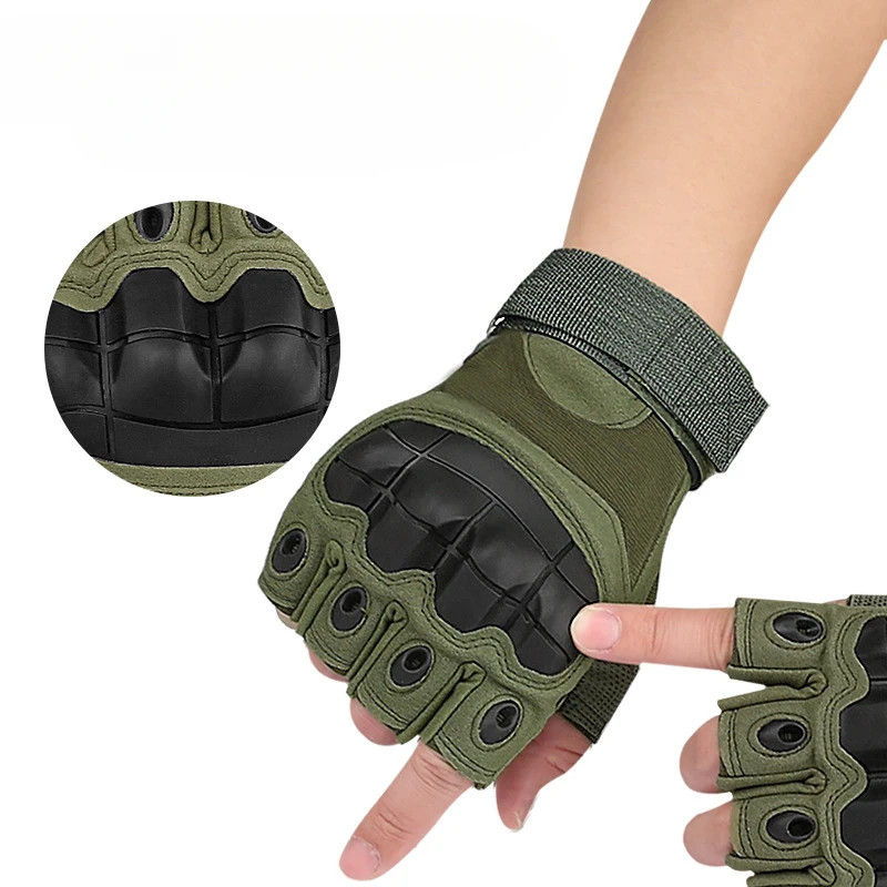 Outdoor Tactical Army Fingerless Gloves Hard Knuckle Paintball Airsoft Hunting Combat Riding Hiking Military Half Finger Gloves 5