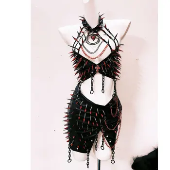 Spikey Halter Neck Top and Skirt Set 1