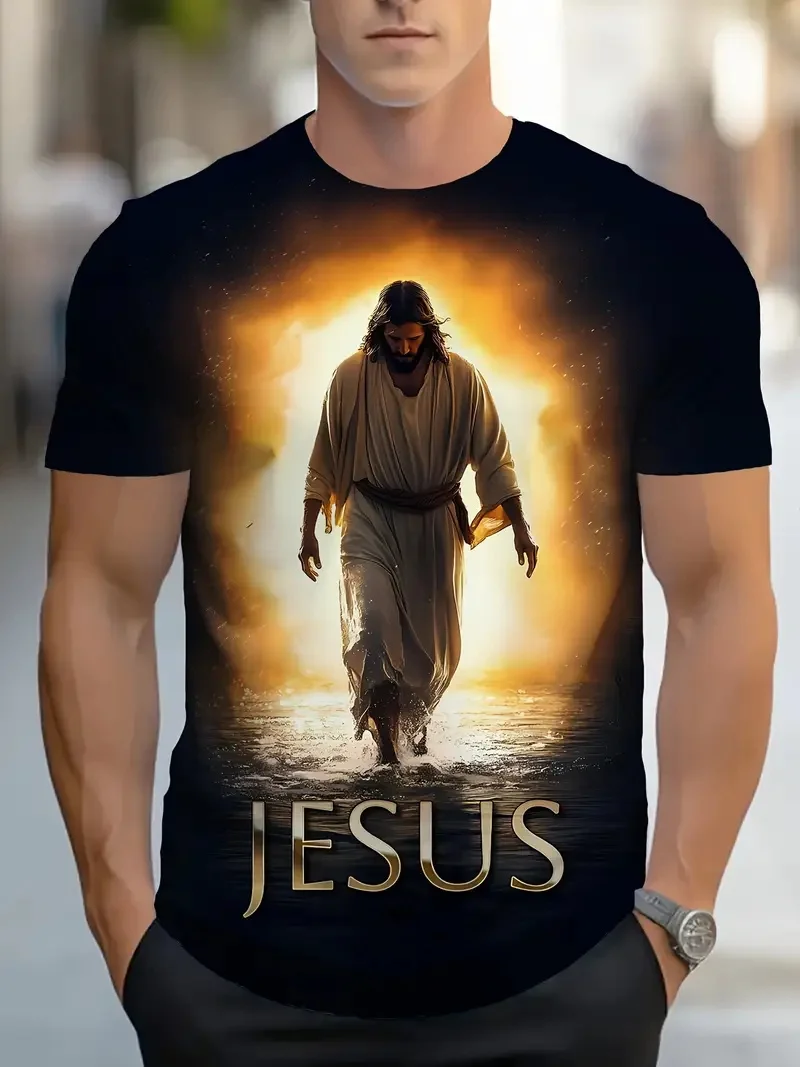 3D Print Jesus Praying Hands T Shirt Unisex Short Sleeve Tee