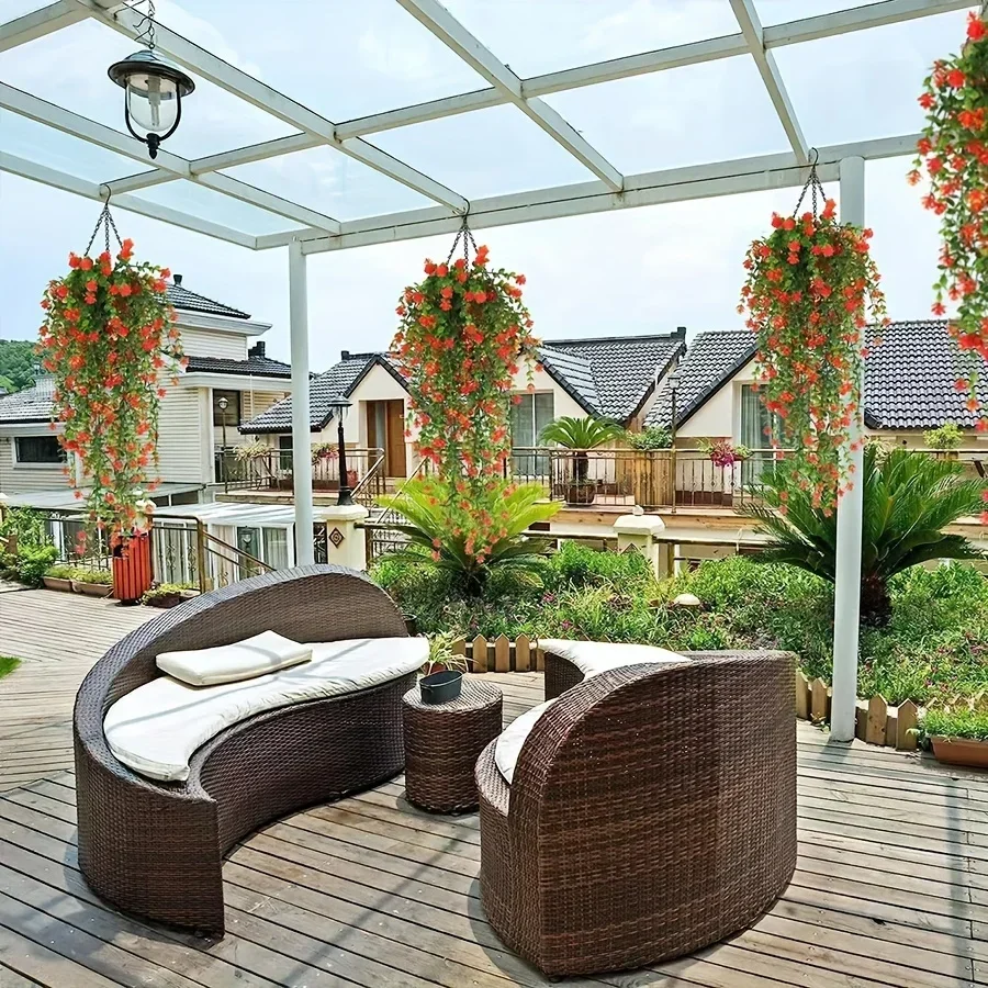 1PC Artificial Hanging Plants, Fake Hanging Plants, Fake Eucalyptus Leaves, Green Vines, Outdoor UV Resistant Plastic Plants