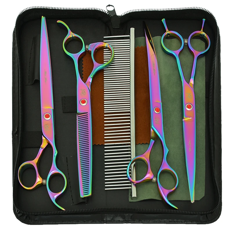 

8 inch Meisha Professional Dog Grooming Scissors Straight Curved Cutting Thinning Hair Shears Animals Pets Haircut Tools B0052A