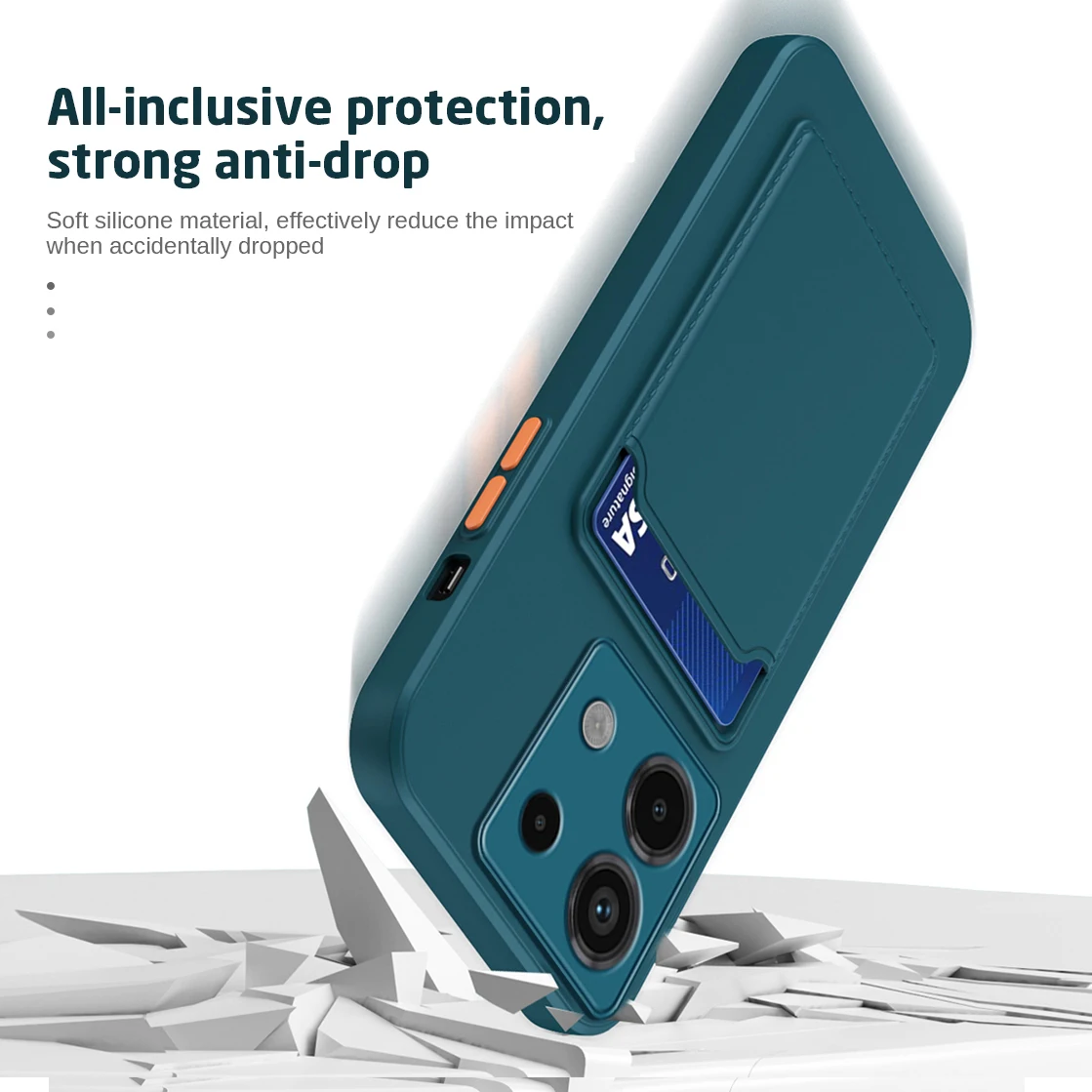 Elegant Leather Silicone Wallet Phone Case with Card Slots