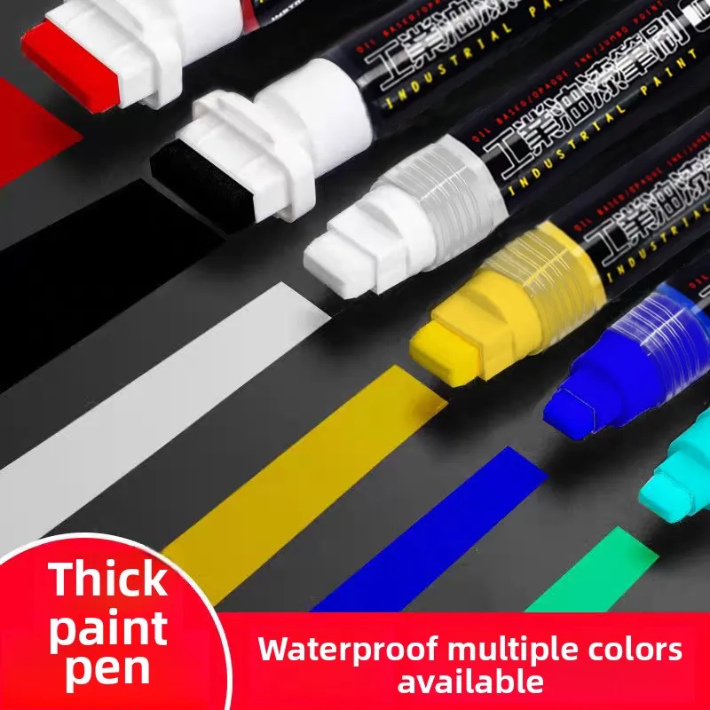 Wide Tip Paint Marker Industrial Waterproof Non Fading Marker Pen for Construction Ground Surface Coverage Flat Head Marking Pen