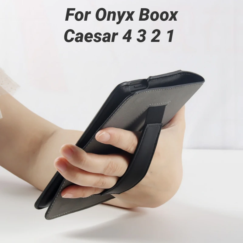 Premium PU Leather Folio Book Cover with Hand Strap and Magnetic Closure