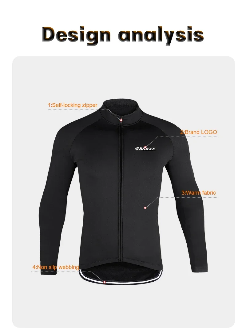 Description Picture 4 of itemGRSRXX Winter Warm Cycling Jacket Mountain Bike Jacket Cycling Jersey Long Sleeve Cycling Jersey Ciclismo Jacket Unisex