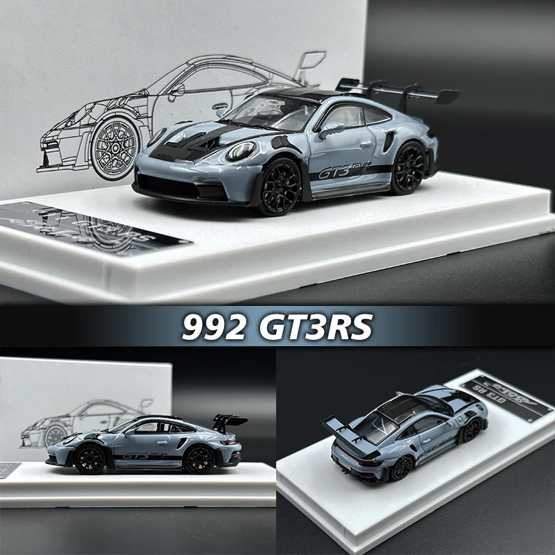 

SOLO In Stock 1:64 992 GT3RS GRAY Carbon Car Diecast Diorama Model Collect Miniature Carros Toys