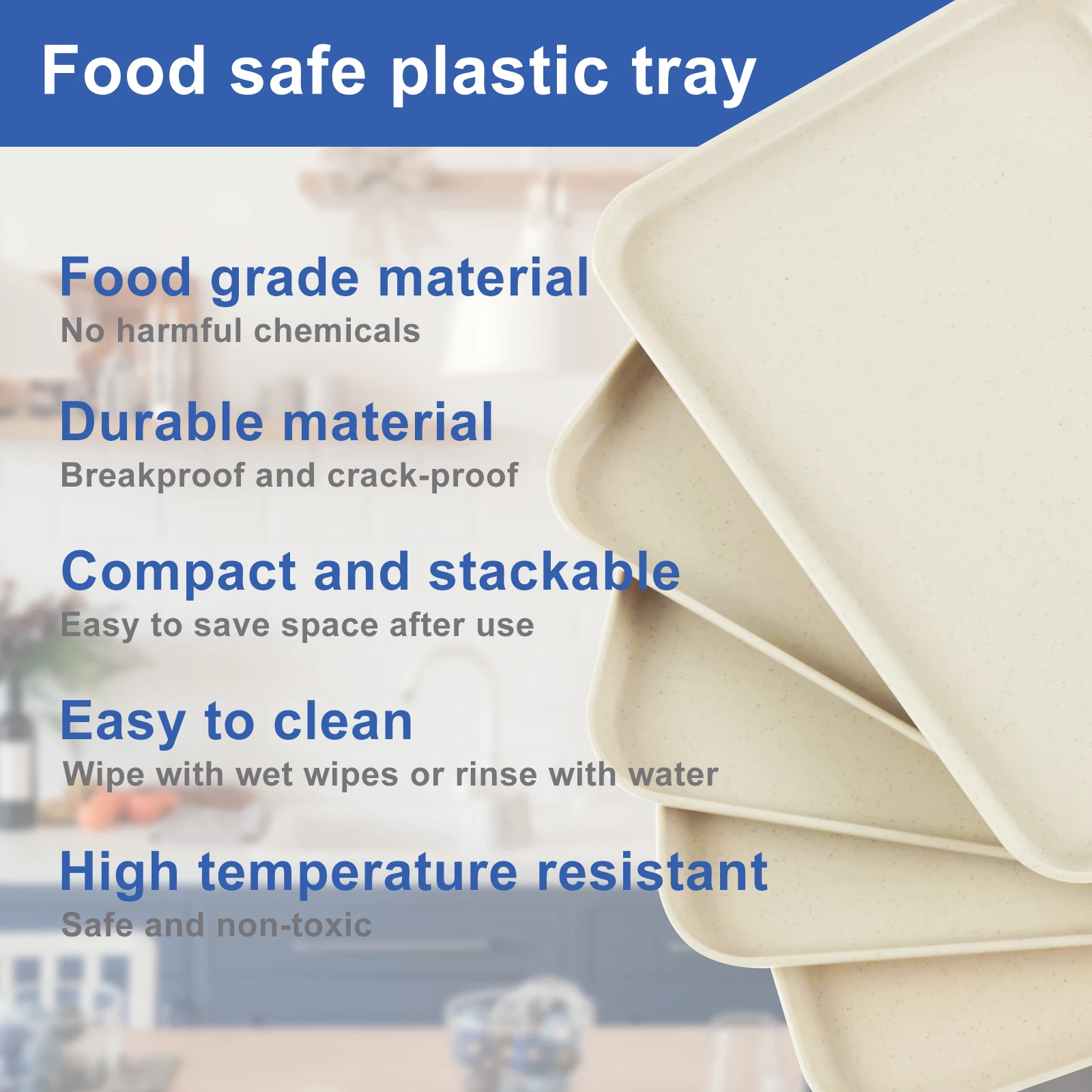 10 Pcs Large Capacity Serving Platters and Trays Food Grade Serving Tray Stackable Platters and Trays Space Saving