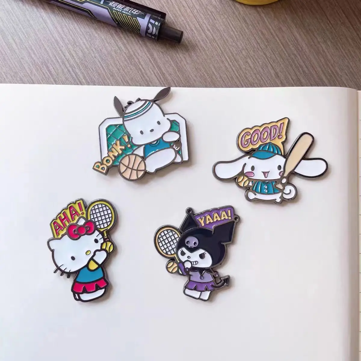 Sanrio Kuromi Cinnamon Dog Comic Style Brooch Cartoon Metal Badge Cute Student Commemorative Badge  Bag Accessories