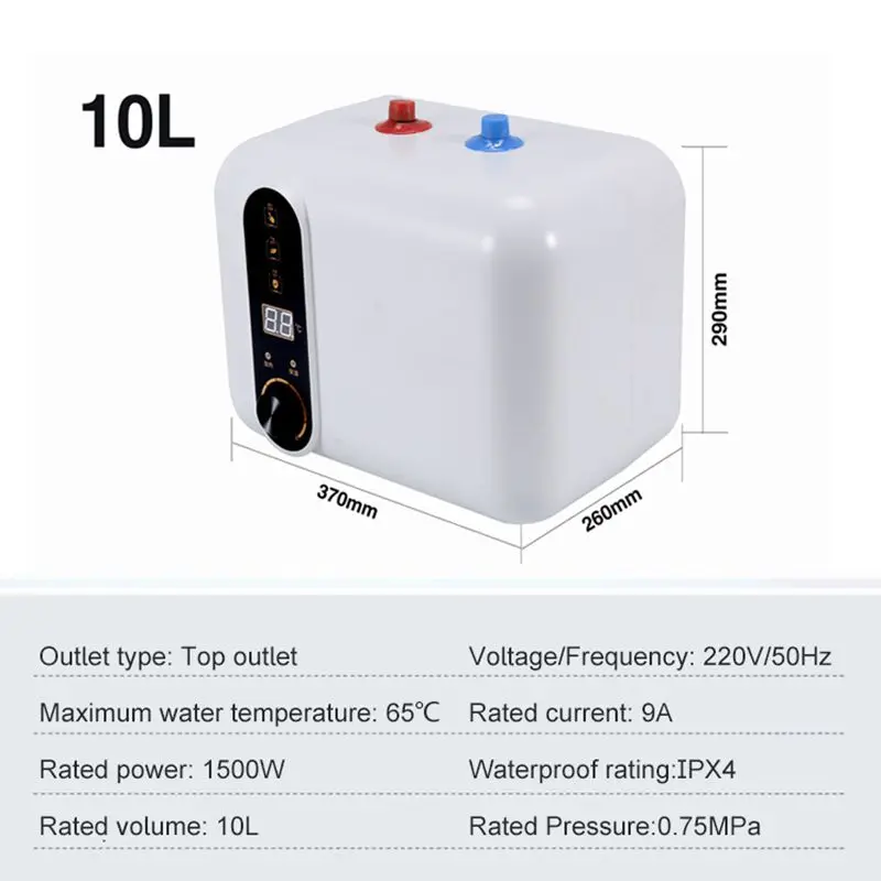 10L Storage Electric water Heater 1.5KW Fast Heating Thermostatic Electric Heater Kitchen Bathroom Appliance Temperature Control