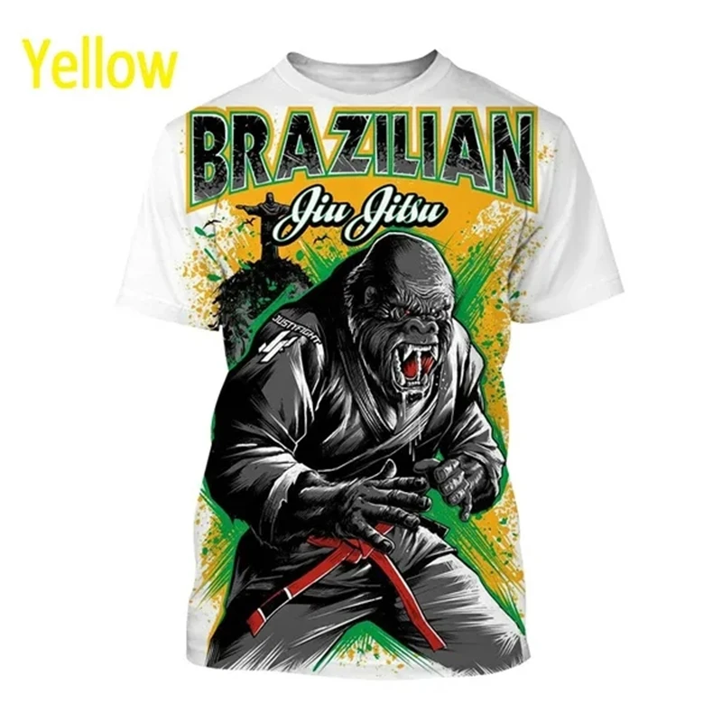 Rash Guard Jiu Jitsu Hot Brazilian Jiu-Jitsu Gorilla T Shirt New Men's Casual Cool BJJ Fighting Animal Printed Short Sleeve Top