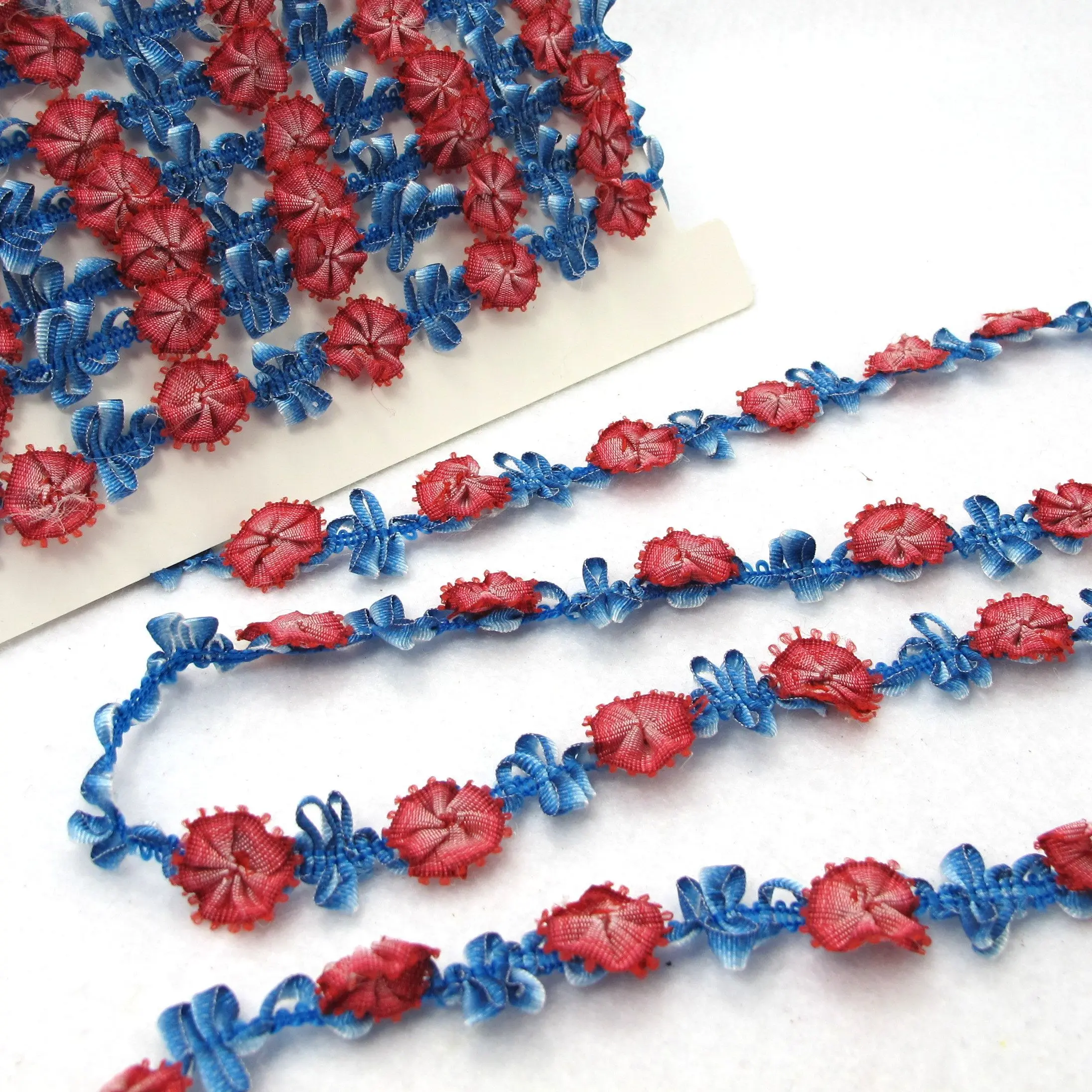 Woven Rococo Ribbon Trim 2 Yards With Rose Flower Buds Decorative Floral Ribbon Scrapbook Materials Clothing Craft Supplies