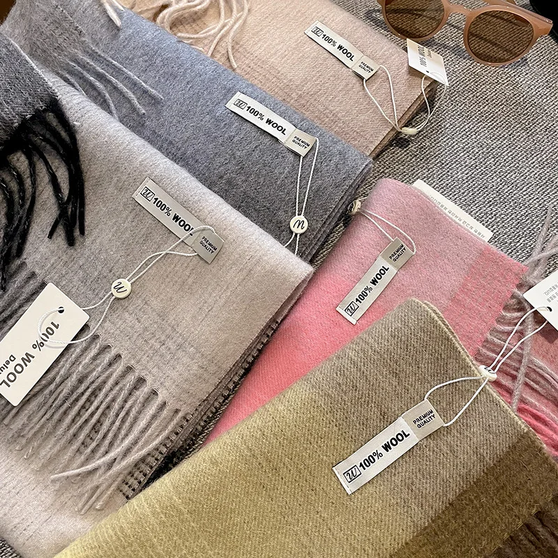 

2023 Women Fashion Wool Scarf Soft Plaid Thicken Winter Warm Shawl Wrap Bandana Blanket Versatile Student Scarves Neckerchief