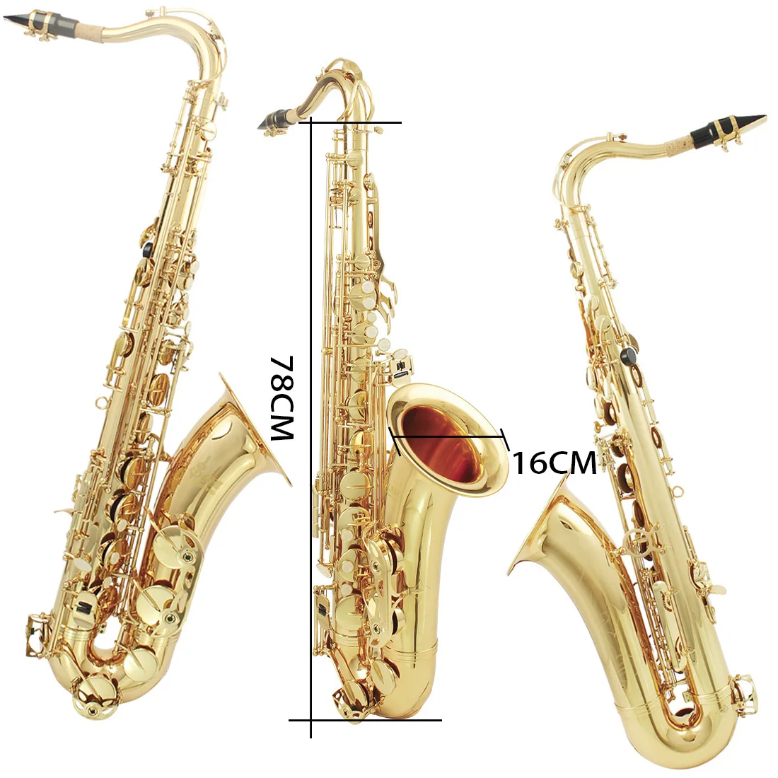 SLADE Student Tenor Saxophone Bb Flat Beginner Saxophone Complete Set with Case Mouthpiece Strap Reed Various Colours Available