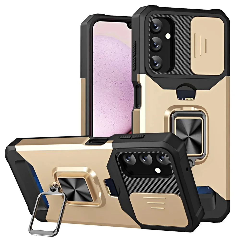 Shockproof Magnetic Card Slot Case with Holder and Cover
