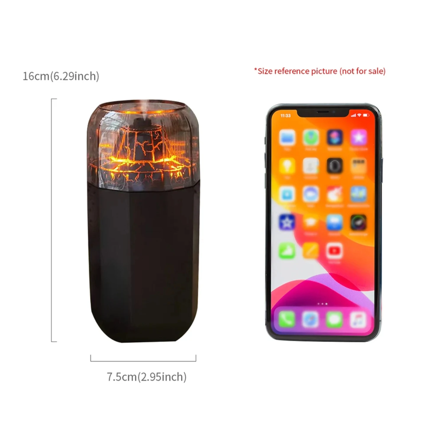 Efficient, powerful, and portable USB volcanic flame air humidifier for desktop, car, and bedroom - relaxing cool mist essential 6